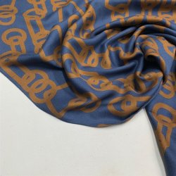 Bld viskose i bl med mnster i brun sukker - pr. 0,25 meter